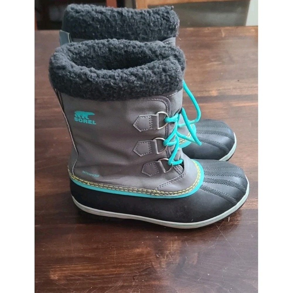 Sorel Caribou Women's Winter Snow Boots Grey Teal Size 6 Waterproof